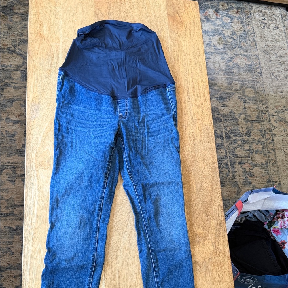 J. Crew Maternity Skinny Jeans in Dark Blue with Black Panel
